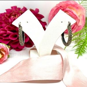 VINTAGE ⚜️Sterling .925 & Marcasite Hoop Earrings